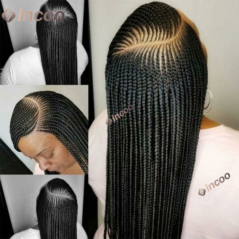 36inch Synthetic Twist Braided Wigs for Black Women Box Braided Full Lace Front Wig Adjustable Side Part Knotless Braids Wig
