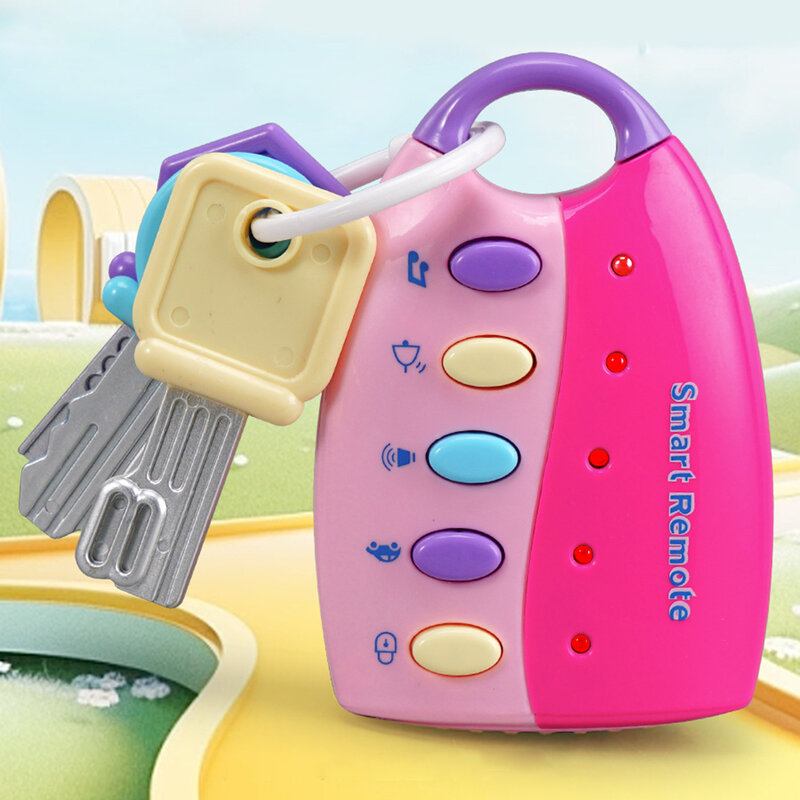 Juguete educativo de llaves de coche para bebé, juguete sensorial portátil con sonido y luces, llave remota