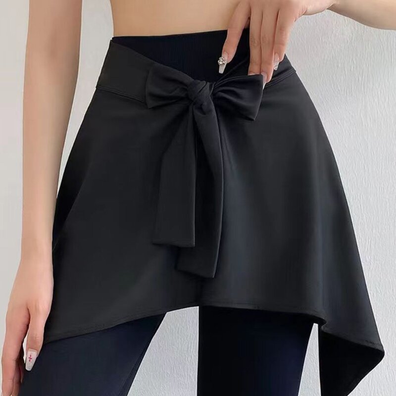 95AB женская юбка с завязками для йоги, тенниса, закрывающая бедра, шарф с буквенным принтом, асимметричная юбка для тренировок,