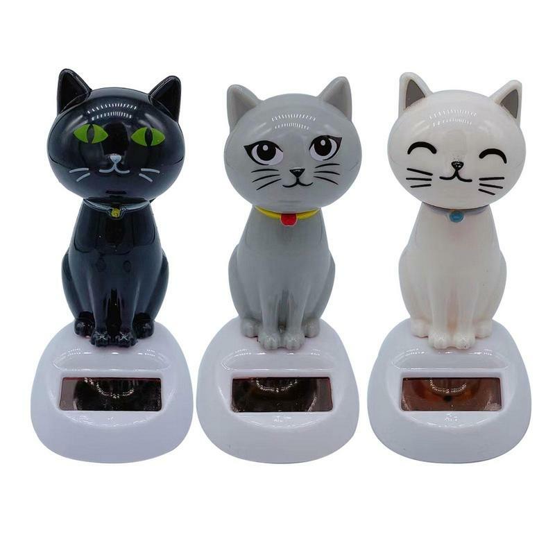 태양열 구동 자동차 장난감 조명 전원 공급 만화 스윙 고양이 대시 보드 인형, 애니메이션 보블 헤드 고양이, 가정용 자동차 장식