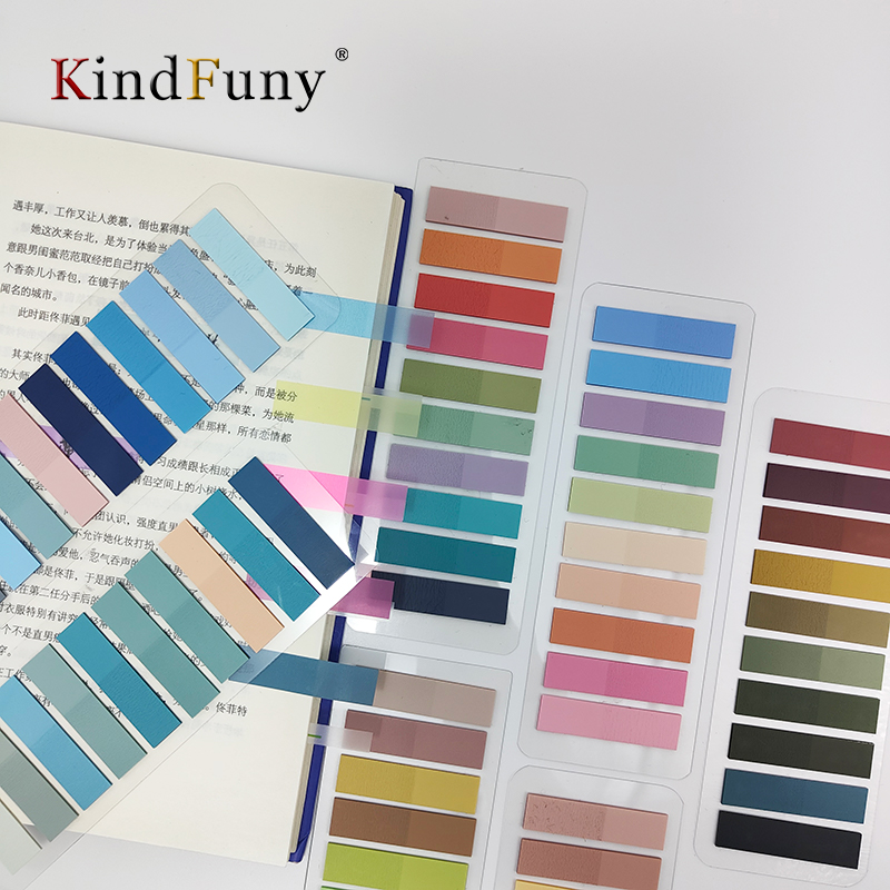 KindFuny-Pegatinas transparentes de colores, pegatinas autoadhesivas para marcadores de libros, pestañas de anotación, papelería de papel, 200 hojas