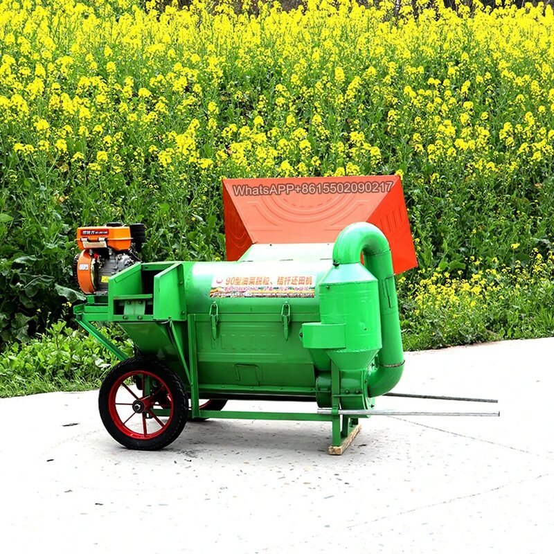 Máquina cosechadora multifuncional, máquina para trillar semillas de colza, 90 + Motor + rueda de envío, trituradora de paja de trigo y soja