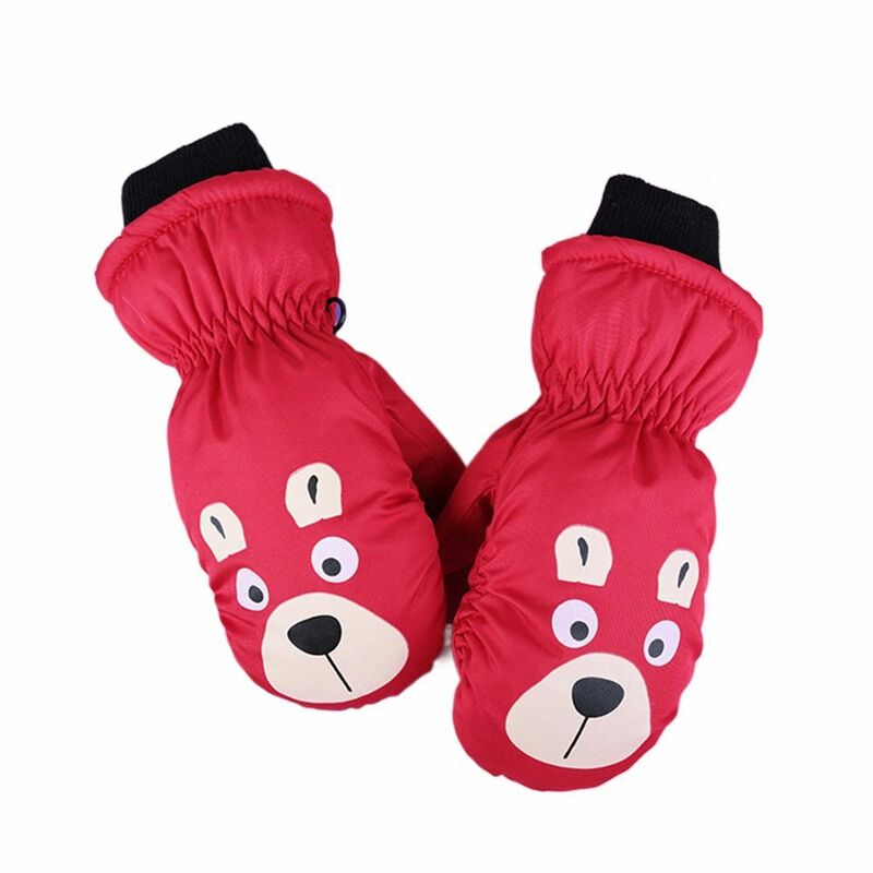 Non-slip Children Ski Gloves Cartoon Thick Warm Sports Gloves Winter Cute Waterproof Mittens for 5-8 Years Old Kids Boys Girls