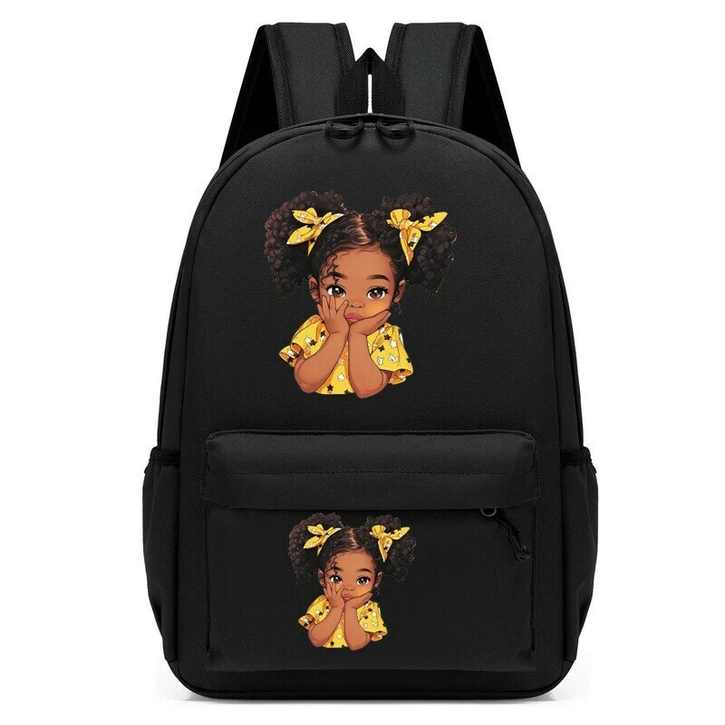 Mochila escolar Multicolor para niña, para guardería morral, bonita mochila de viaje, color negro, estilo Afro
