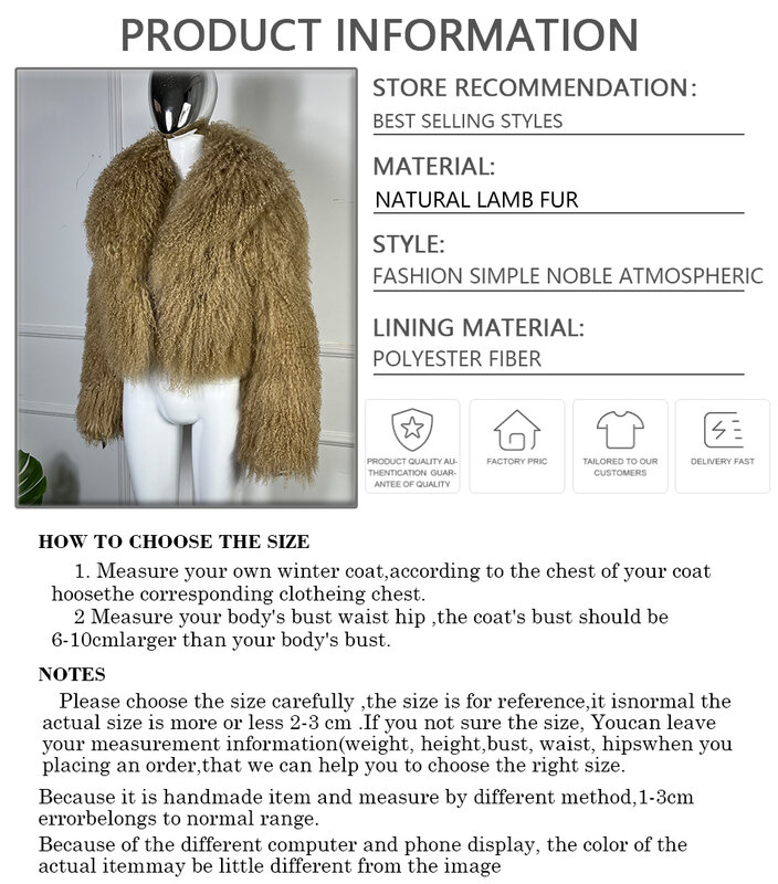 Jaket bulu domba asli Mongolia untuk wanita mantel kulit domba pendek mantel bulu asli musim dingin mewah 2023