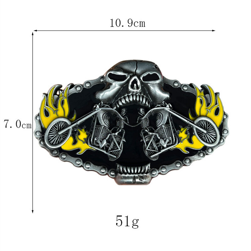 Crânio motocicleta cinto fivela, estilo ocidental