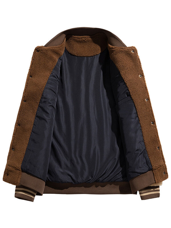 남성용 두꺼운 플리스 파카 따뜻한 봄버 재킷, 2022 스트리트웨어 패션, 레터 자수 보온 야구 코트, 겨울 신상