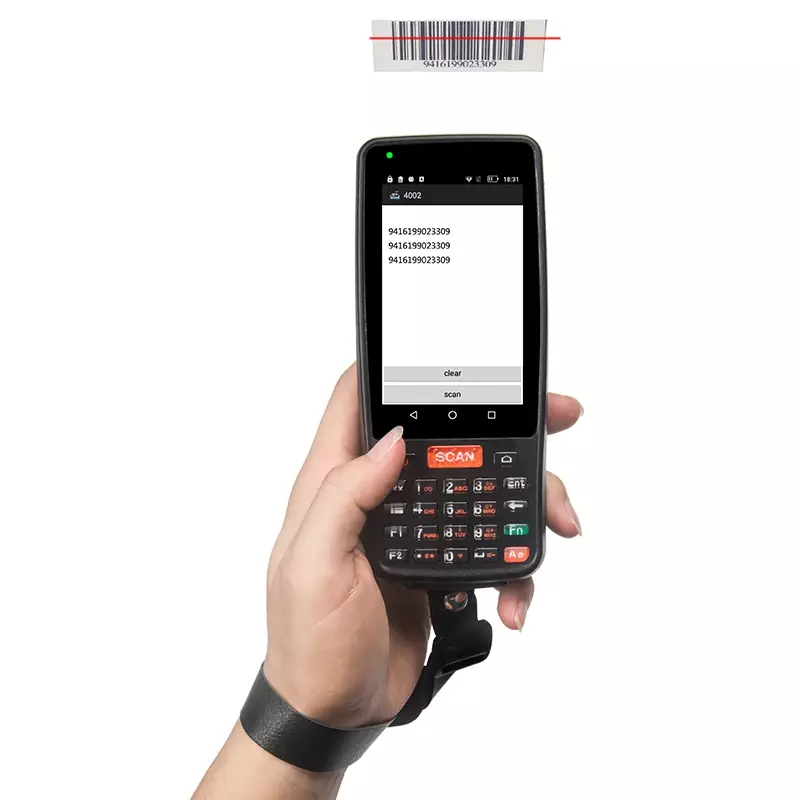 เครื่องเก็บข้อมูล NFC PDA 9.0แอนดรอยด์อุตสาหกรรม4g 4นิ้วพร้อมเครื่องสแกนบาร์โค้ดเลเซอร์1D การจัดการที่จอดรถ