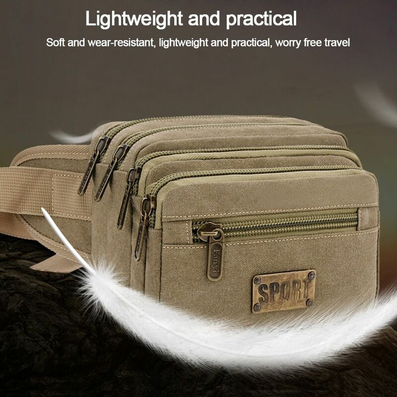 Многофункциональные поясные сумки, практичная Холщовая Сумка на плечо с несколькими карманами для бега на открытом воздухе, мобильный телефон Pocket