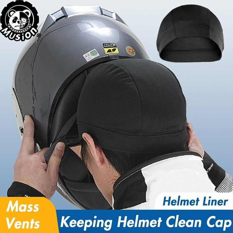 Musion Print Helmet Liner Cap Mass Vents Absorb Sweat Head Cover Super Cool Beanie Under Buff Skull Cap
