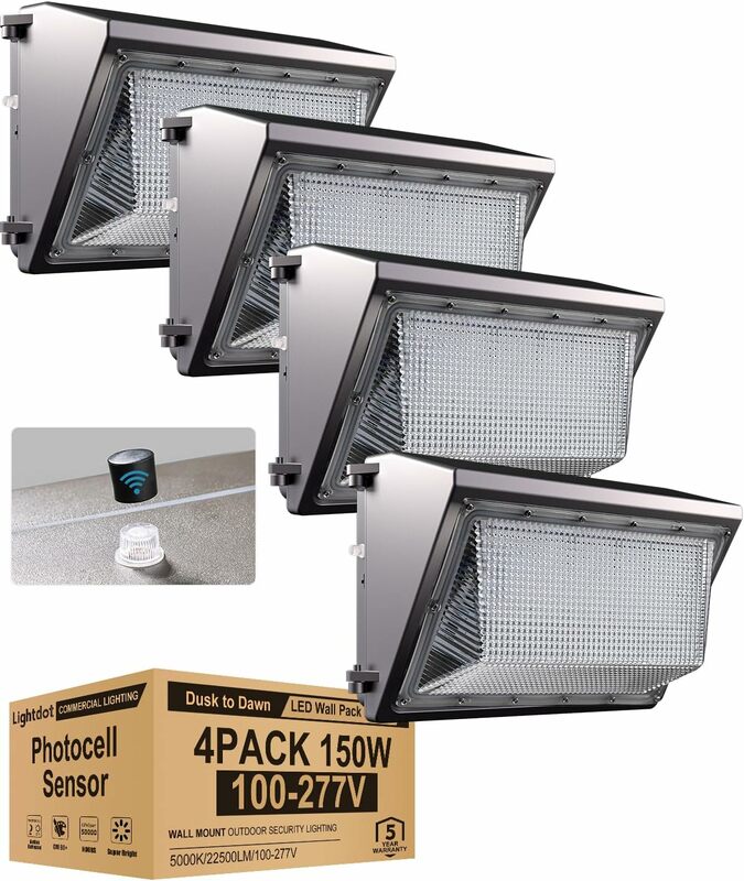 Lightdot-Luzes LED com fotocélula, 150W, 22500Lm[Eqv. Iluminação exterior da segurança da inundação, IP65, 1300W, HPS, 5000K