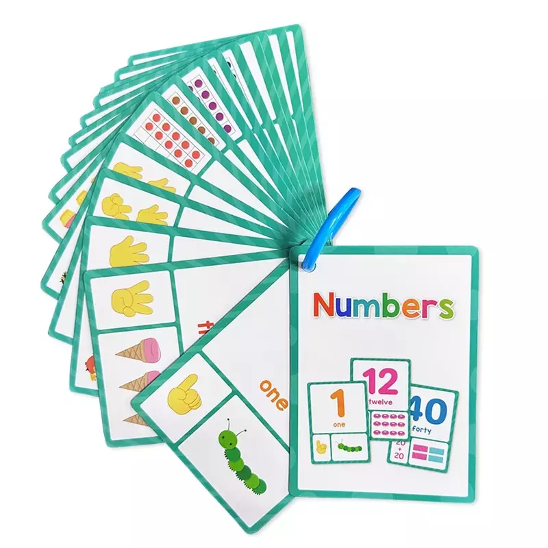 Tarjetas de bolsillo cognitivas Montessori para niños pequeños, 15 tarjetas, números 1 a 30, 8x11cm