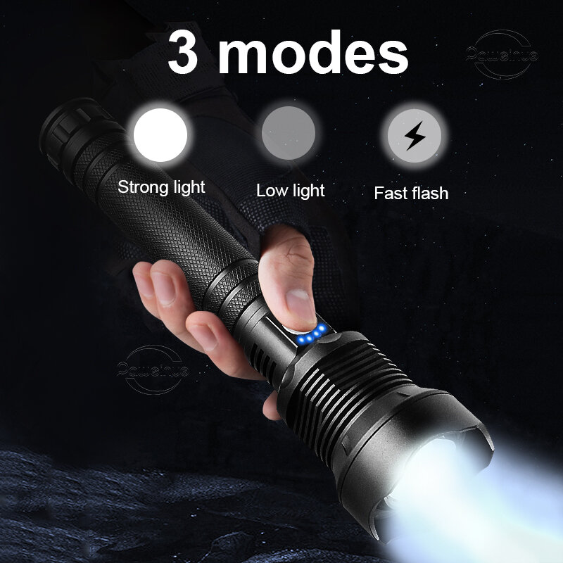 XHP360LED 3500LUX Opladen Zaklamp 18650 Usb High Power Led Zaklamp Zoom Torch IPX65 Tactische Lantaarn Camping Hand Lampen