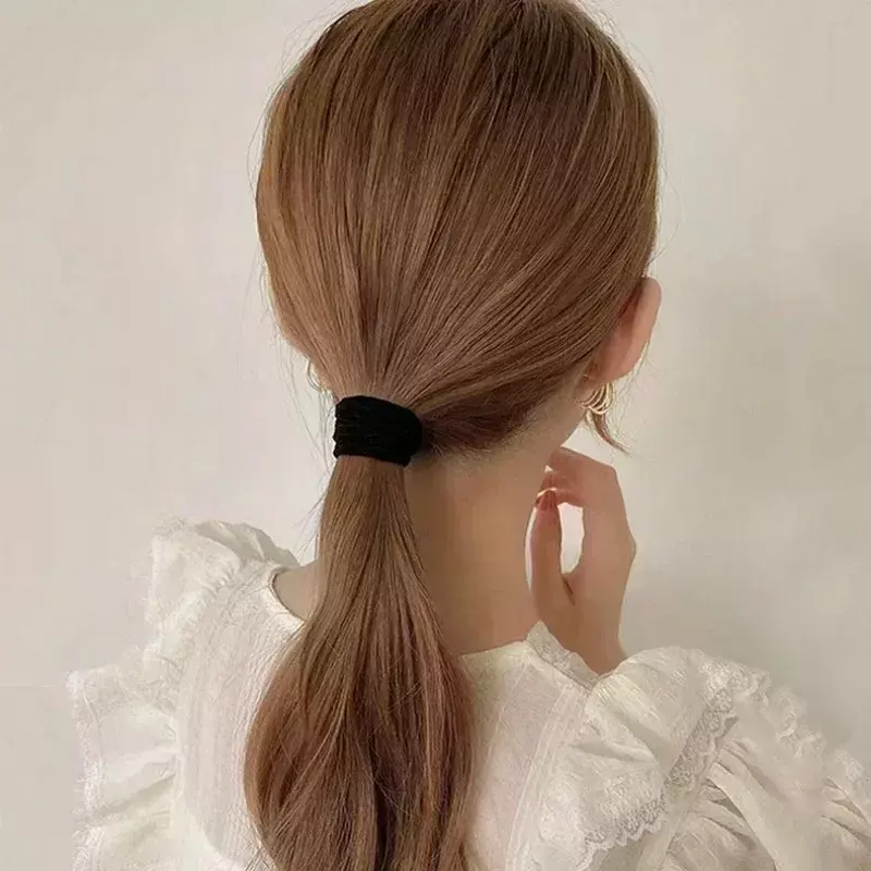 Nowa wysokiej elastyczny, w stylu Basic opaski do włosów dla kobiet dziewczęca czarna opaska do włosów gumowa opaska na kucyk dziecięce akcesoria do włosów