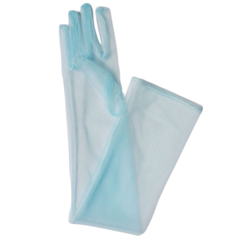 X7YC – gants longs transparents en Tulle pour femmes, coudières de mariage, mitaines à doigts complets, gants Ultra fins pour fête de mariage