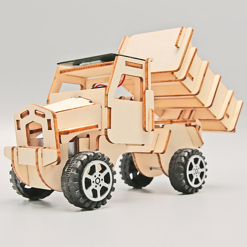 Toy Truck Model Pendant Solar Energy DIY Scientific Training Wooden Experimental Equipment Steam Toy