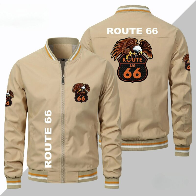 Giacca europea di grandi dimensioni primaverile e autunnale giacca da uomo alla moda Route 66 giacca sportiva da uomo con Logo uniforme da Baseball esterna da uomo