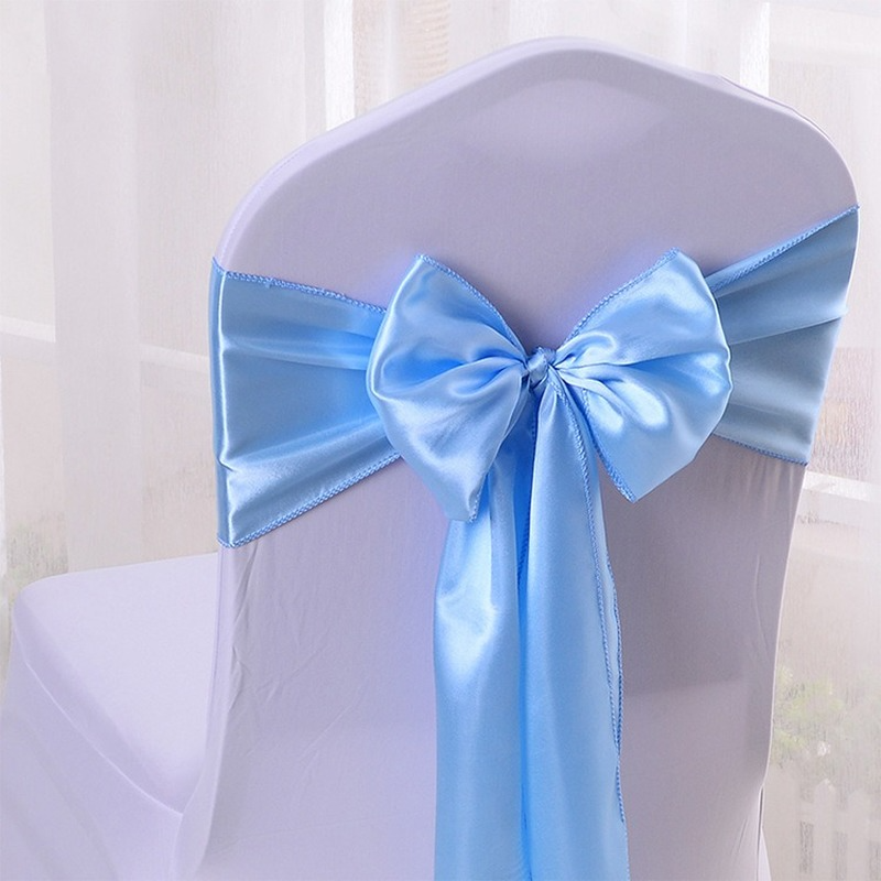 1pc Satin Chair Bow Sashes Wedding Indoor Outdoor Chair Ribbon Butterfly Ties For Party Event Hotel Banquet Decorations Soft