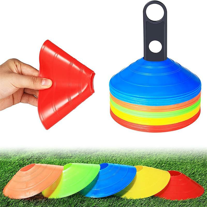 Juego de conos de disco de agilidad, conos espaciales de entrenamiento Multideportivo con soporte de plástico para juego de pelota de fútbol, 10/15/20/25 piezas