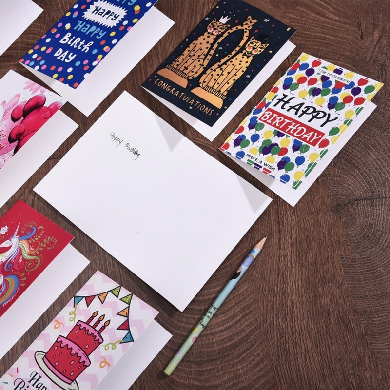 Cartões com envelopes, 15 design exclusivo, cartões de incentivo em branco, cartões de nota com adesivos selados 15x20cm