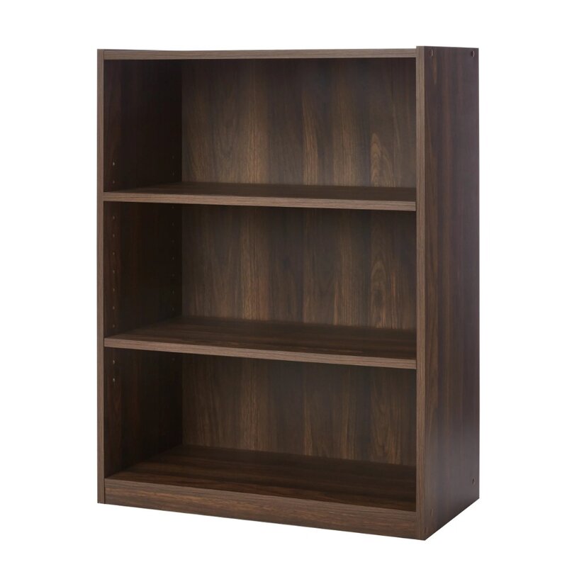 3-Shelf Bookcase with Adjustable Shelves, Canyon Walnut