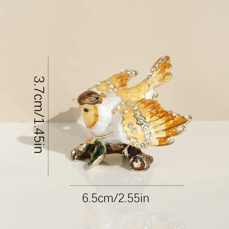 Caja de baratija de Pájaro lindo, figurita de Animal esmaltada pintada a mano con bisagras, adornos artesanales, regalo único para decoración del hogar, 1 unidad