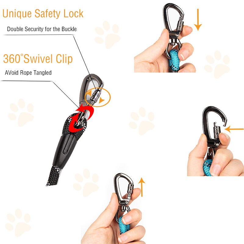 10/15m Long Dog Leash Soft Handle Reflective Dog Training Leash with Lockable Hook Dogs Leash for Medium Large Dogs Camping Out