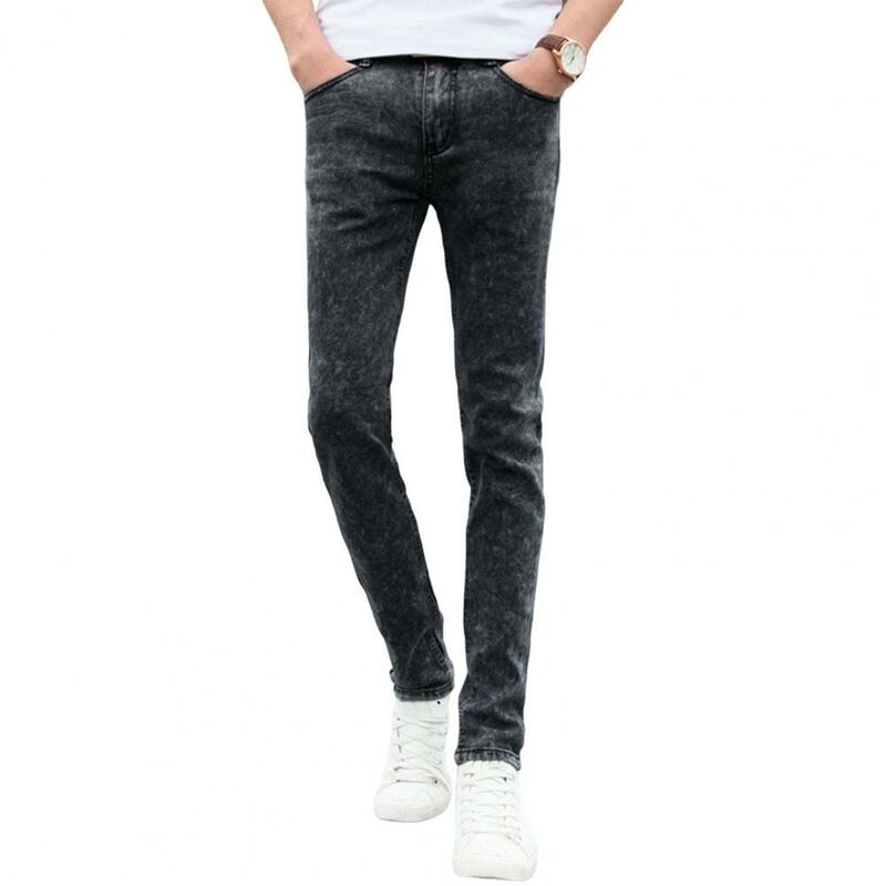 Eenvoudige Skinny Jeans Rits Knoop Fly Verkleden Comfy Tiener Slim Fit Potlood Jeans