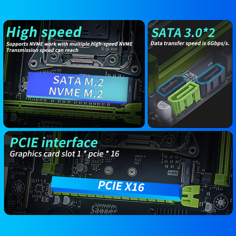 MUCAI-Conjunto de placa base X99 P4, LGA 2011-3, con DDR4, 16GB(2x8GB), memoria RAM de 2666MHz y procesador Intel Xeon E5 2680 V3