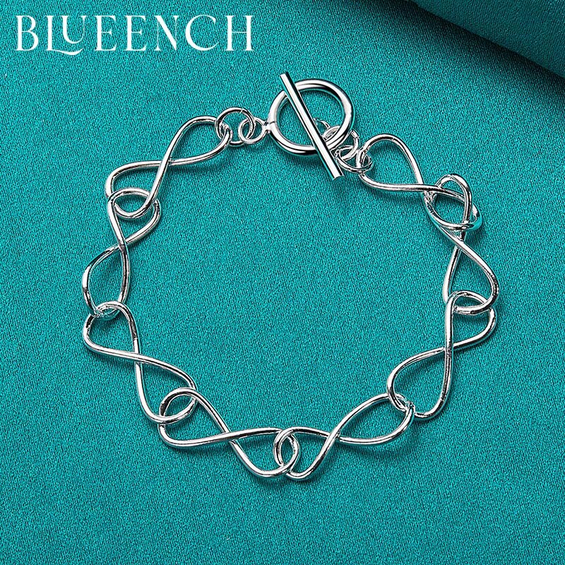 Blueench 925 prata esterlina simples ot fivela pulseira corrente para festa de noivado casual moda jóias