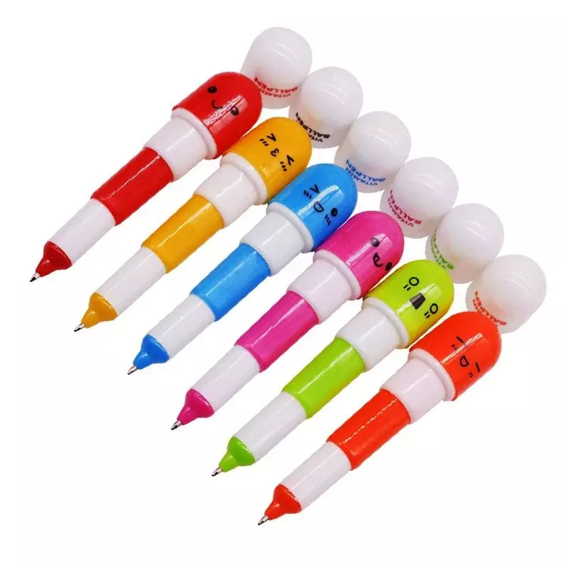 子供のためのカラフルな漫画のボールペン、学用品、かわいいカプセルペン、男の子と女の子のための創造的なギフト、0.7ペン先