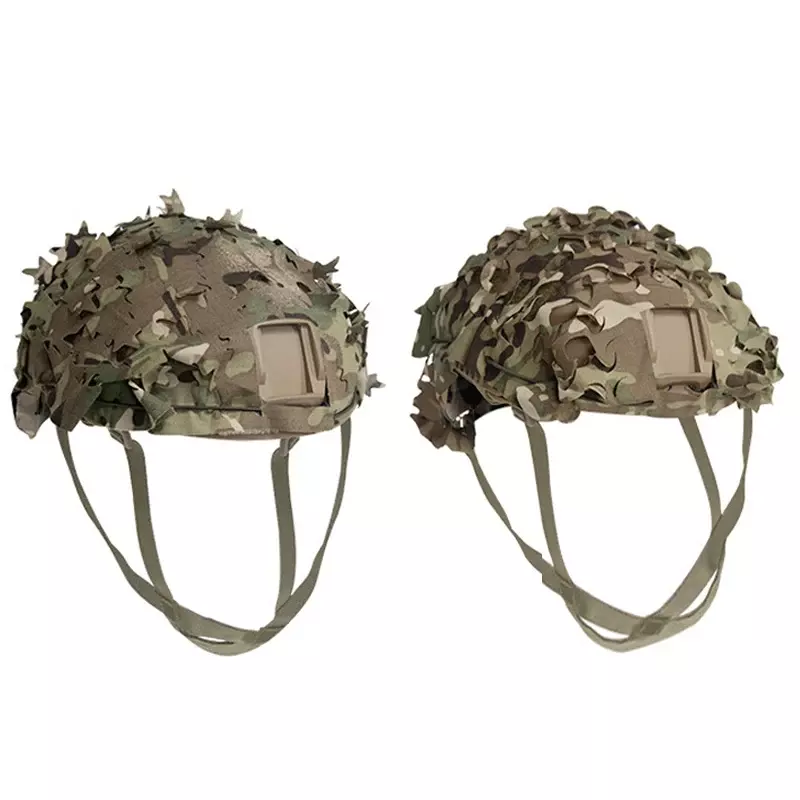 Cubierta de casco de Airsoft con forma de hoja cortada con láser de camuflaje 3D, malla de tela para Paintball, paracaidista, accesorios para casco de caza