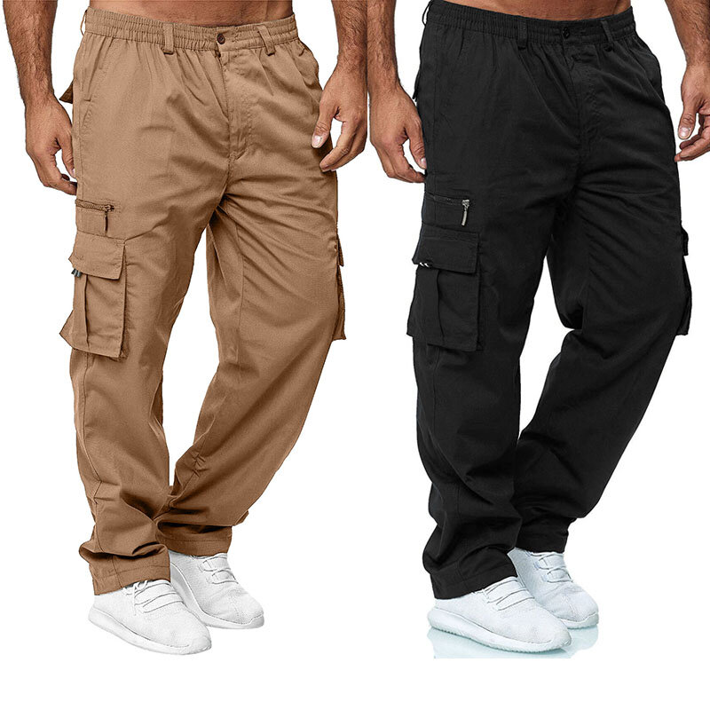 Calças de carga multi bolsos para homens, moletom casual, calças táticas militares, jogger baggy, tática