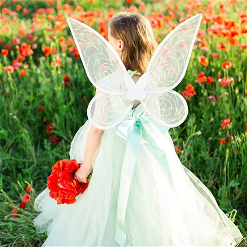 Fada elf princesa anjo asas para meninas halloween party cosplay trajes asas de borboleta palco desempenho fotografia