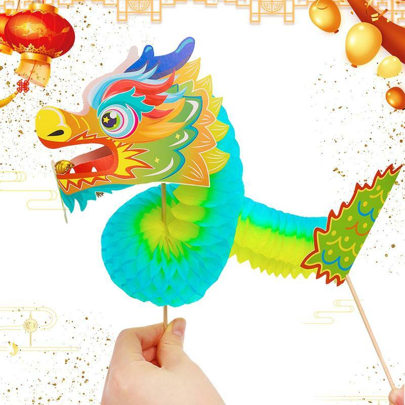 중국 용 장난감 새해 용 수제 종이 용 화환, 음력 새해 용 선물, 다기능 용의 해