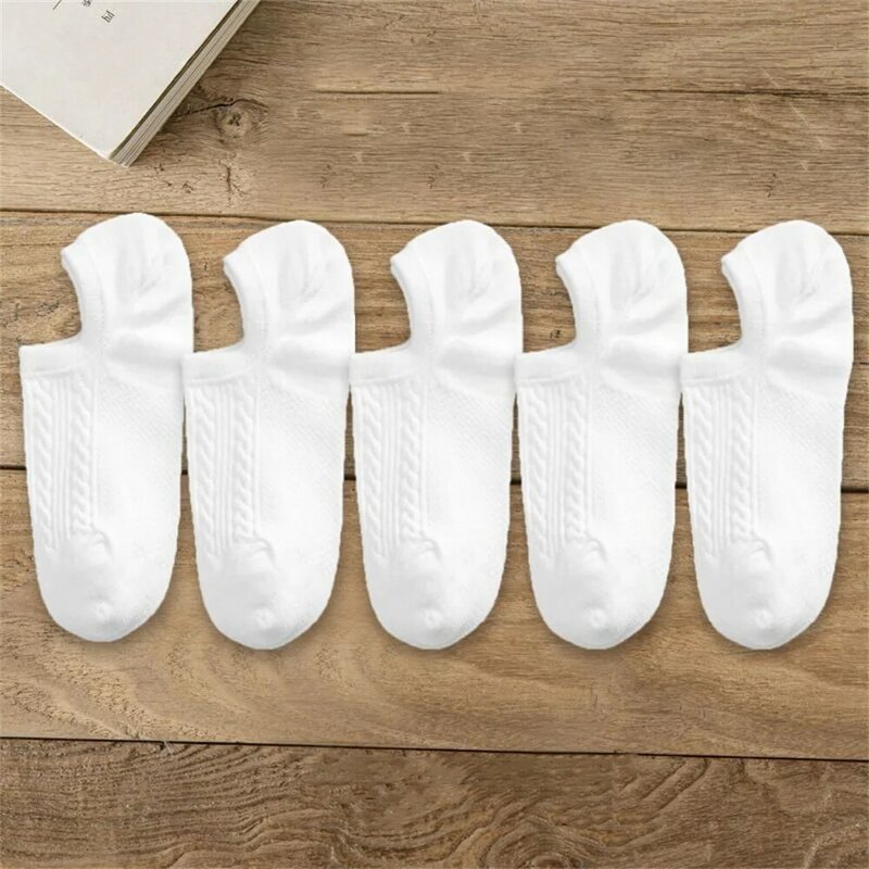10 Pieces=5 Pairs Twists Cotton Tube Socks for Men Short Boat Socks Invisible Summer Thin Versatile Anti Odor Calcetines