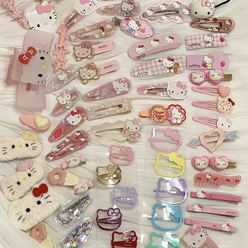 19Pcs Kawaii Sanrio Hello Kitty Hairpin Kuromi Cinnamoroll Cartoon Student Hair Clip accessori per capelli per bambini giocattoli regalo per ragazze