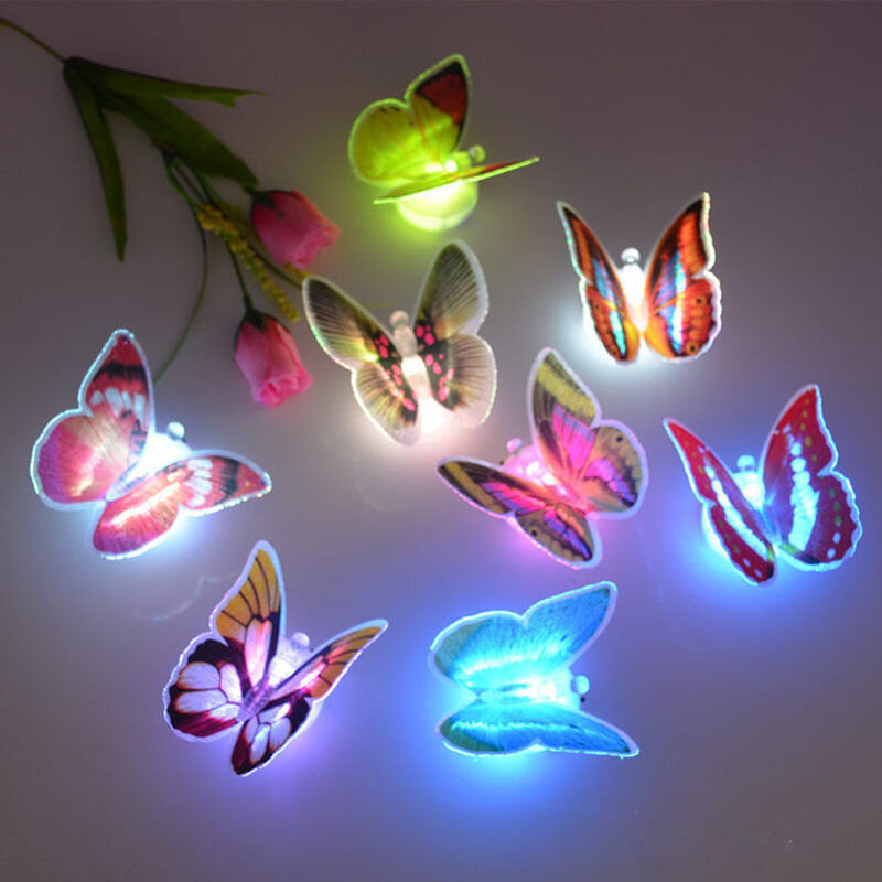 Pegatinas de pared de mariposa 3d, iluminación colorida, fácil de pegar, decoración de juego pequeño, 2023 pegatinas de pared de mariposa, lámparas de juguete
