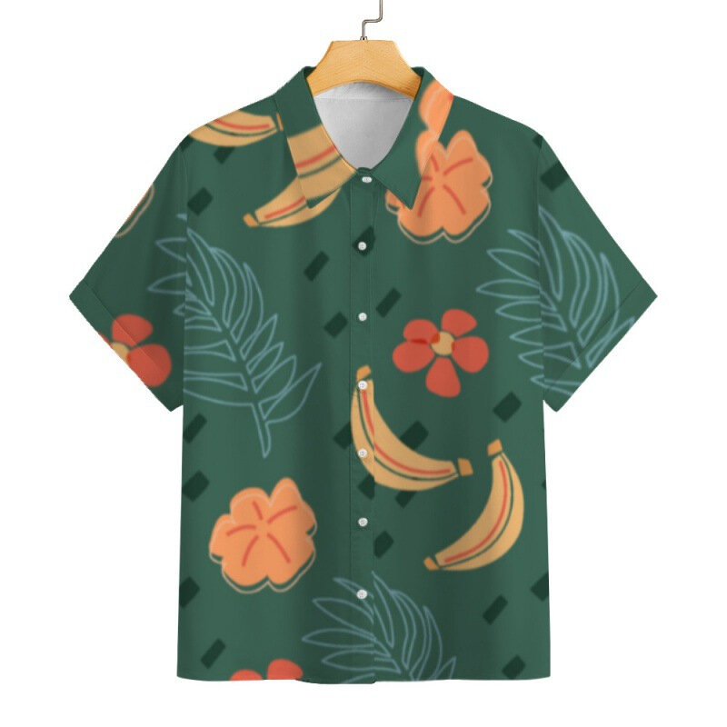 Hawaii Shirts Flower Print Mens Short Sleeve Blouses Holiday Party Tops Oversized Camisa For Men Clothing Harajuku Camisa Lapel