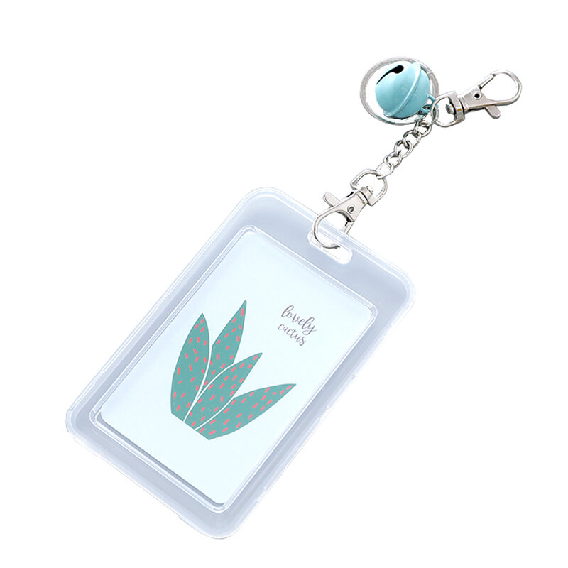 ETya-bolsa portatarjetas de crédito para mujer, cubierta de tarjeta de estudiante de Cactus lindo de dibujos animados, bolsa de identificación de banco de autobús, funda de planta de fruta, llavero
