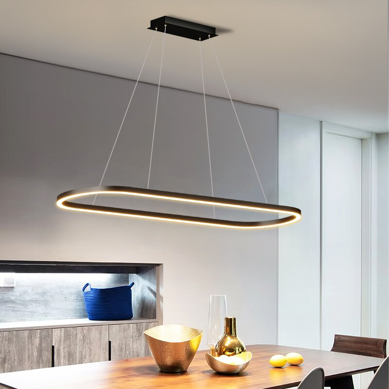 Minimalist Modern Led Pendant Light Dining Table Black/White Hanging Lamp Bar Coffee Shop Restaurant Home Decor Indoor Lighting