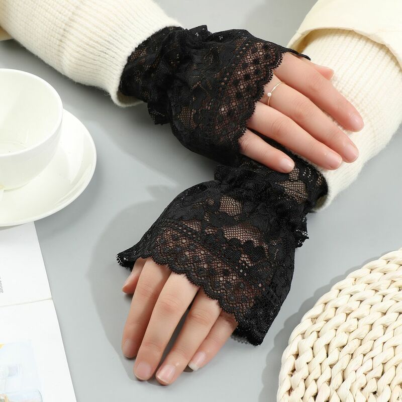 Nowa moda odpinane sztuczne rękawy wiosna jesień dziki sweter ozdobny rękawy koronkowe falbany rękaw na łokieć mankiet uniwersalny sztuczny mankiet