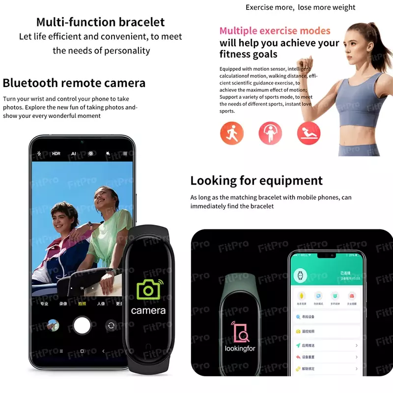 Smart Band jam tangan pintar olahraga, gelang Fitness multifungsi Monitor tidur detak jantung IP67 tahan air untuk Android IOS
