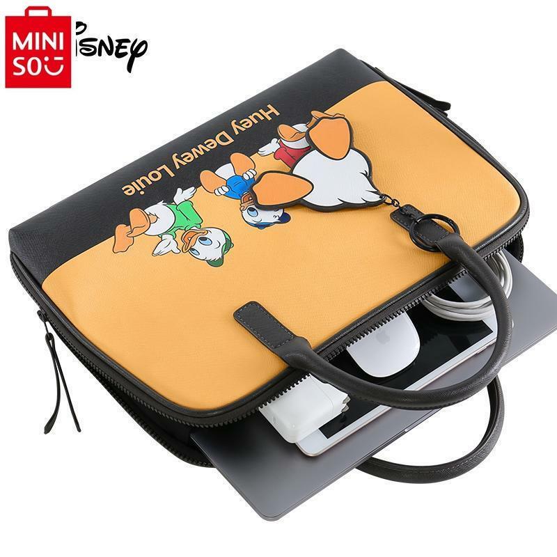MINISO Disney-funda para portátil de Pato Donald, maletín de alta calidad, multifuncional, gran capacidad de almacenamiento, para estudiantes, 14, 13, 13,3