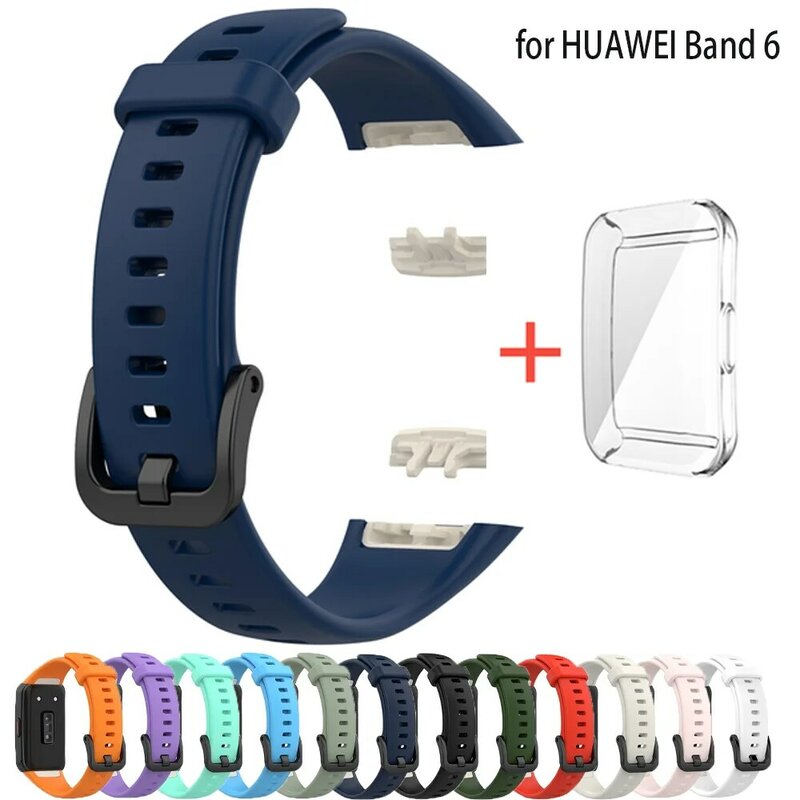 Silicone correa para huawei banda 6 cinta pro com tpu protetor de tela cheia caso substituição pulseira banda honra 6 cinta