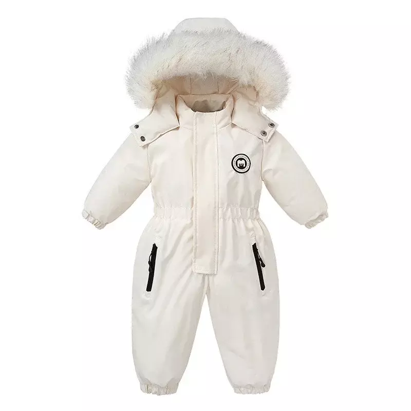 Russian Baby Ski Suit Winter Thicken Baby Jumpsuit Plus Velvet Warm Boys Overalls Coat for Girl Waterproof Children Clothing Set