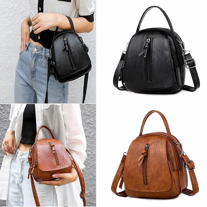 Multi-compartment Shoulder Bag Fashion Soft PU Leather Large Capacity Hand Bag Solid Color Crossbody Bag for Girls Gifts