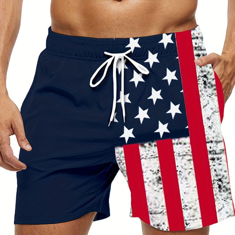 남성용 클래식 미국 아일랜드 국기 짧은 바지, 3D 프린트 하와이 수영 트렁크, 시원한 거리 서핑 해변 반바지, 여름