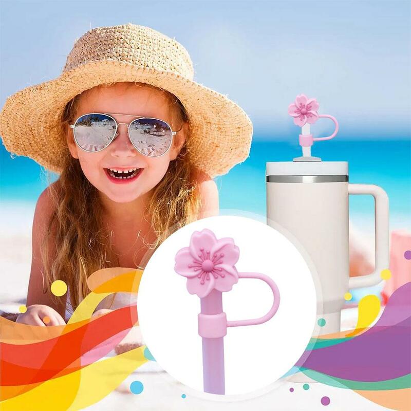 Flower Silicone Straw Covers For Stanley Cup Cute Silicone Flower Shape Drinking Dust Cap Straw Tips Cover Cup Accessories For 8