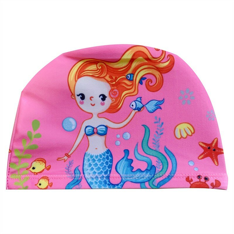 Gorros de natación para niños y niñas, gorro de baño con protección elástica para los oídos, bonitos dibujos animados